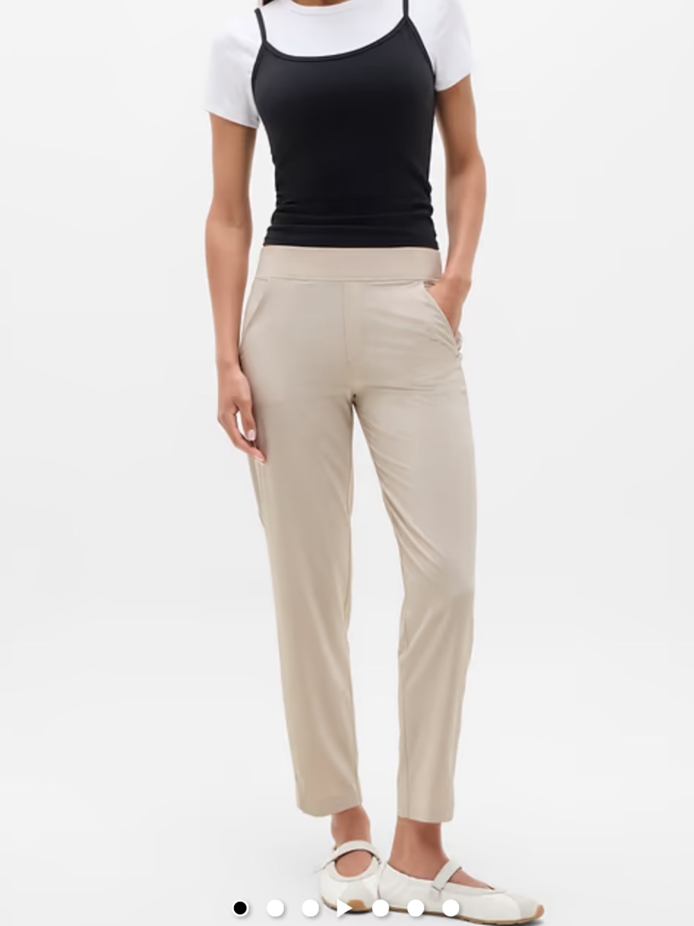 Athleta Light Beige Straight Leg Pull-On Pants